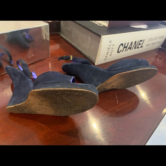 Sigerson Morrison New York sz 36 navy wedges love - Picture 3 of 4